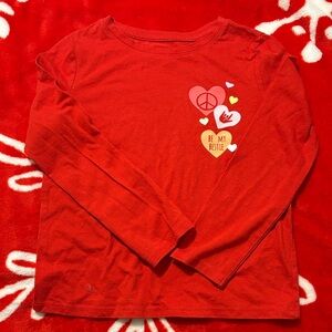 Cat & Jack Red Long Sleeve Tee with Heart Graphics